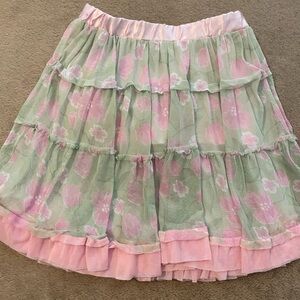 XOXO Pink and Green Bubble Midi Skirt